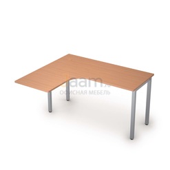 Мебель для персонала Стол криволинейный на металлических опорах левый 2М.130